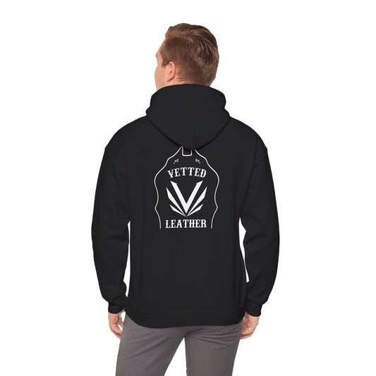 Vetted Leather Shield Hoodie (Front And Back) Gildan