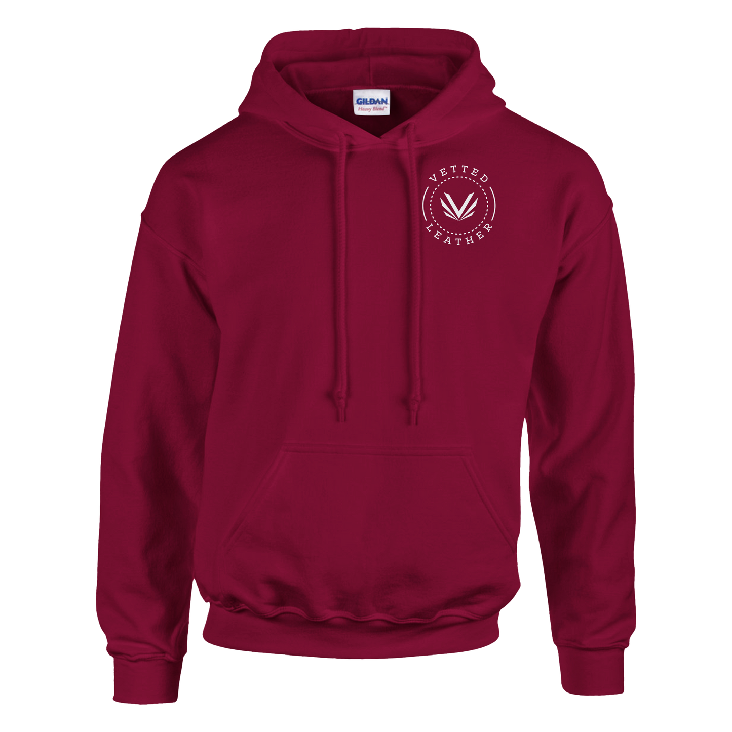 Vetted Leather Hoodie (open color art on back) Gildan