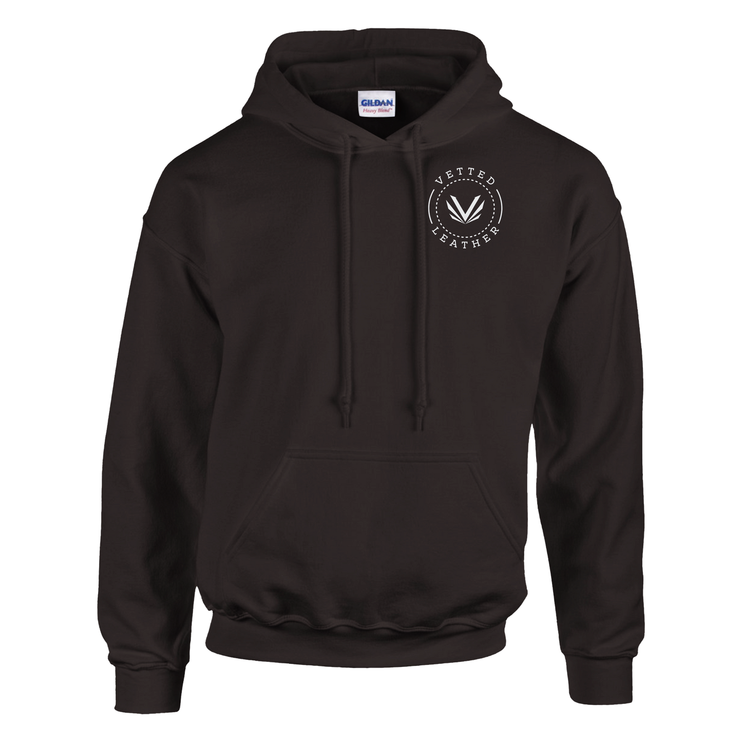 Vetted Leather Hoodie (open color art on back) Gildan