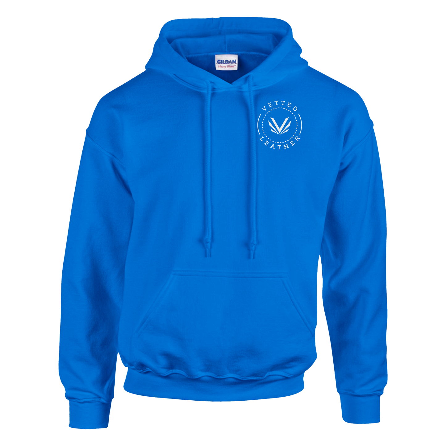 Vetted Leather Hoodie (open color art on back) Gildan