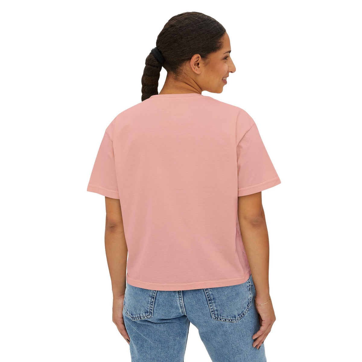 Vetted V Leather Women's Boxy Tee - Minimal Logo Crop T-Shirt