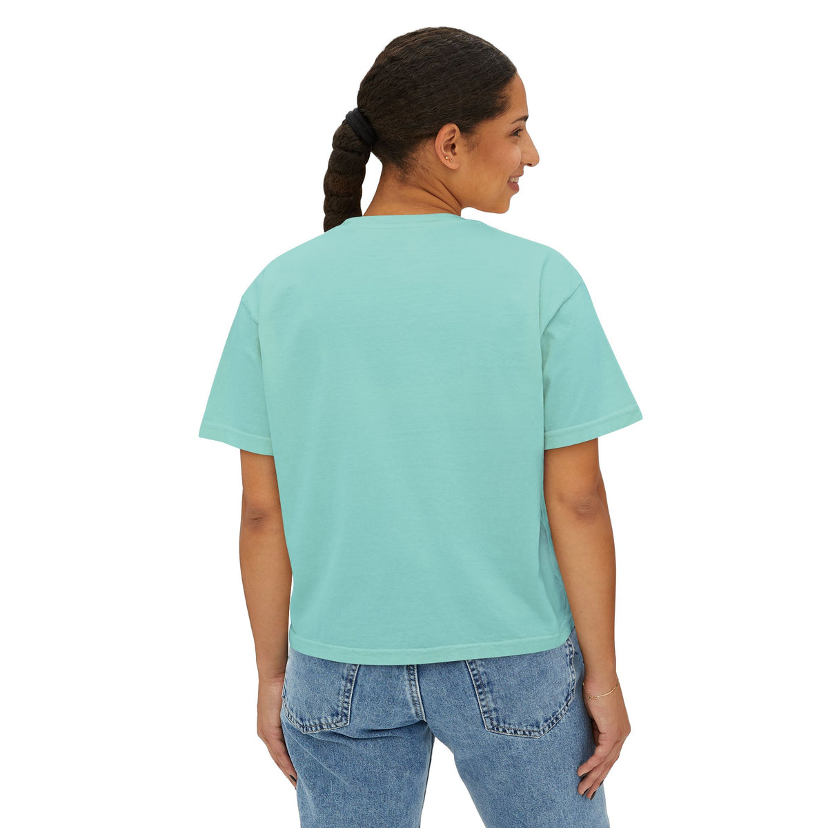 Vetted V Leather Women's Boxy Tee - Minimal Logo Crop T-Shirt