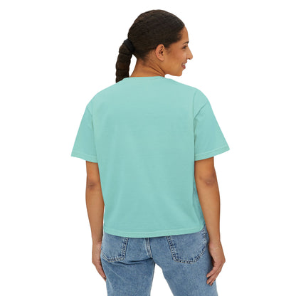 Vetted V Leather Women's Boxy Tee - Minimal Logo Crop T-Shirt