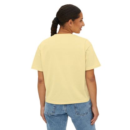 Vetted V Leather Women's Boxy Tee - Minimal Logo Crop T-Shirt