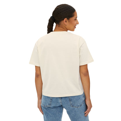 Vetted V Leather Women's Boxy Tee - Minimal Logo Crop T-Shirt