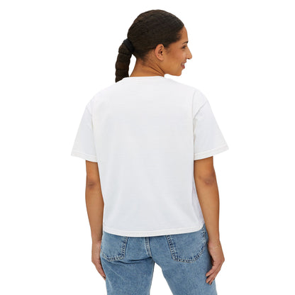 Vetted V Leather Women's Boxy Tee - Minimal Logo Crop T-Shirt