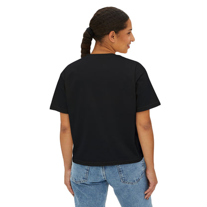Vetted V Leather Women's Boxy Tee - Minimal Logo Crop T-Shirt