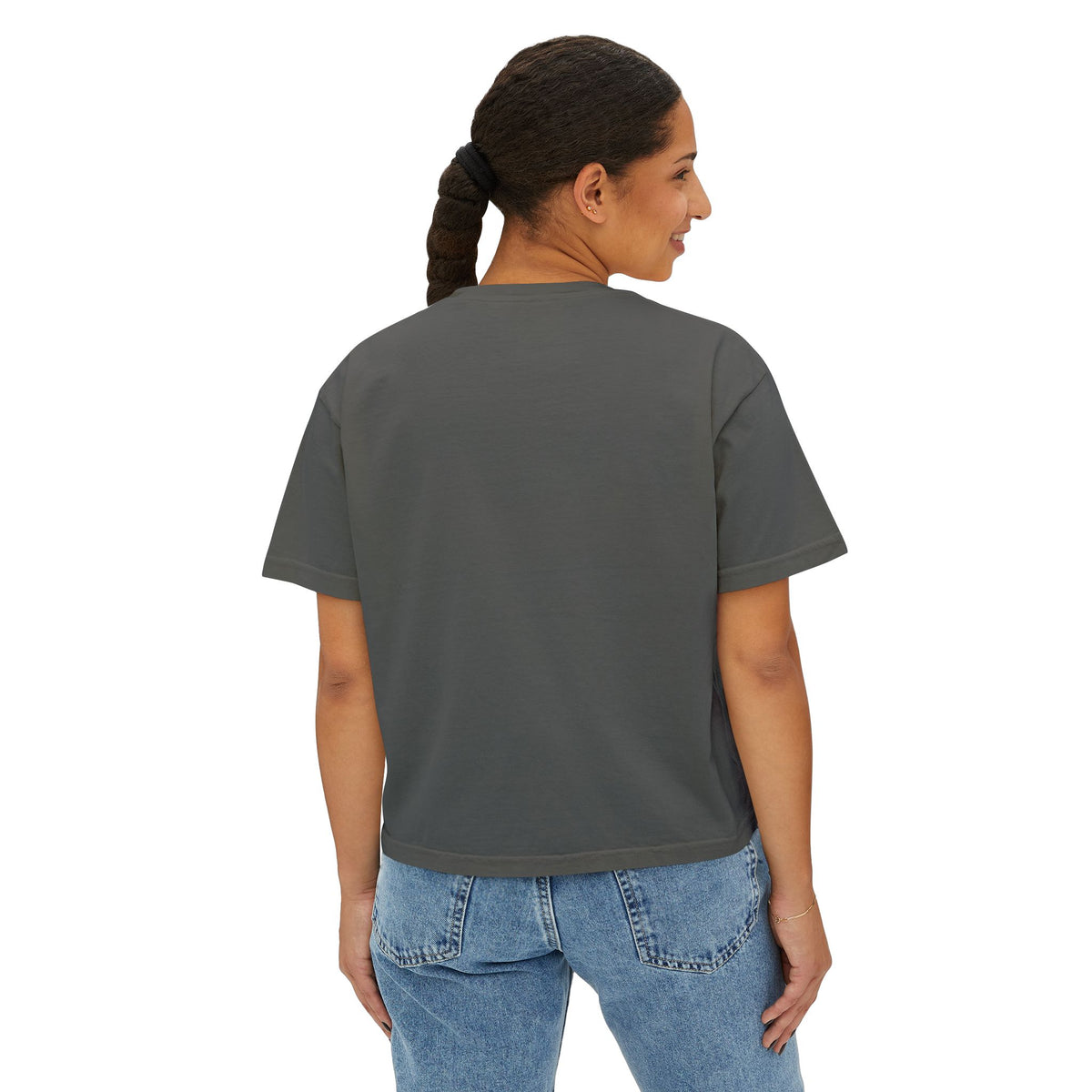 Vetted V Leather Women's Boxy Tee - Minimal Logo Crop T-Shirt