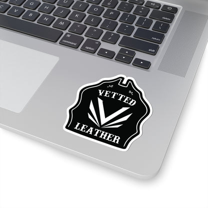 Vetted Leather Logo Kiss-Cut Sticker — Black Emblem Decal for Laptops & Gear