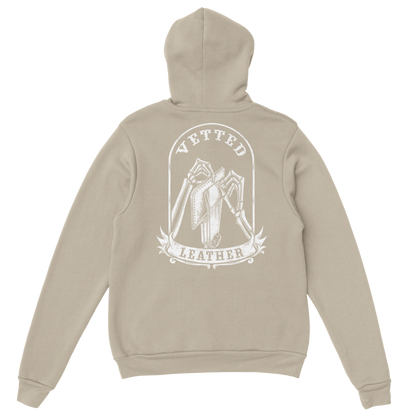 Vetted Leather Hoodie (open color art on back) Gildan