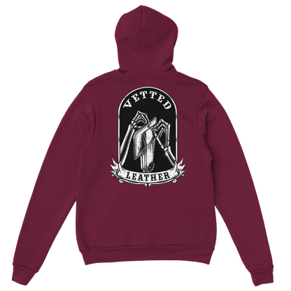 Vetted Leather Hoodie (Black filled back art) Gildan