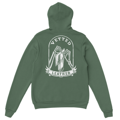 Vetted Leather Hoodie (open color art on back) Gildan