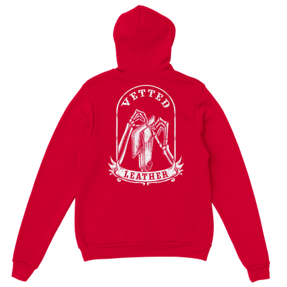 Vetted Leather Hoodie (open color art on back) Gildan