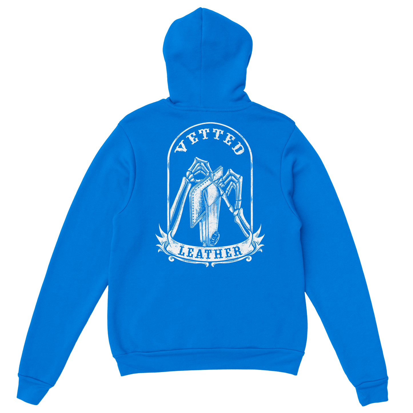 Vetted Leather Hoodie (open color art on back) Gildan