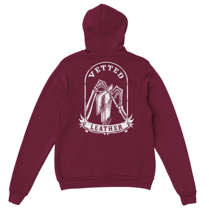 Vetted Leather Hoodie (open color art on back) Gildan