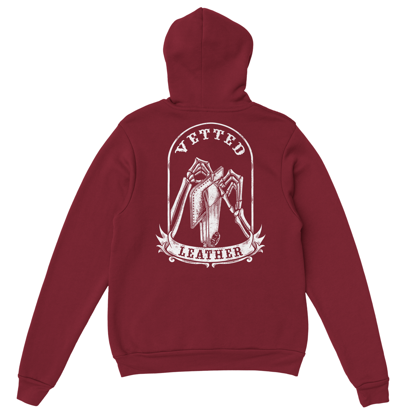 Vetted Leather Hoodie (open color art on back) Gildan