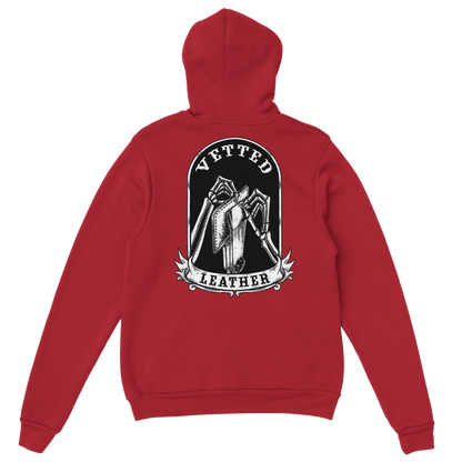 Vetted Leather Hoodie (Black filled back art) Gildan