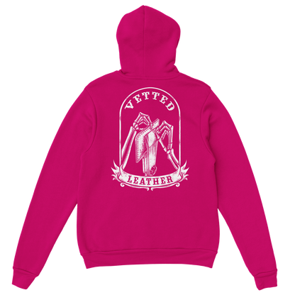 Vetted Leather Hoodie (open color art on back) Gildan