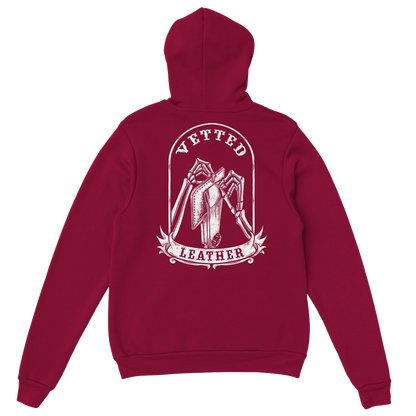 Vetted Leather Hoodie (open color art on back) Gildan