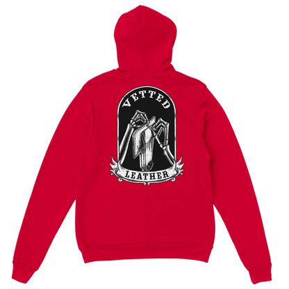 Vetted Leather Hoodie (Black filled back art) Gildan