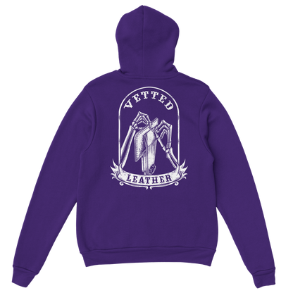 Vetted Leather Hoodie (open color art on back) Gildan