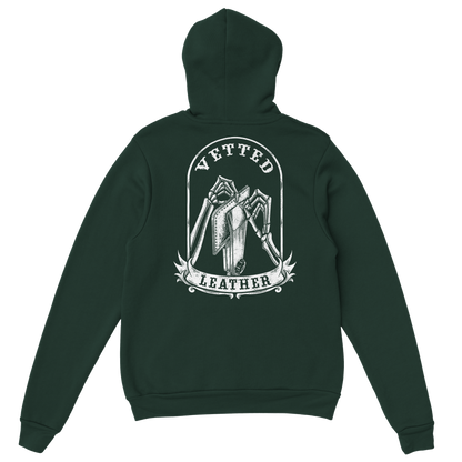 Vetted Leather Hoodie (open color art on back) Gildan
