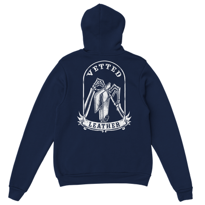 Vetted Leather Hoodie (open color art on back) Gildan