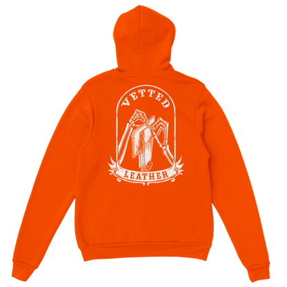 Vetted Leather Hoodie (open color art on back) Gildan