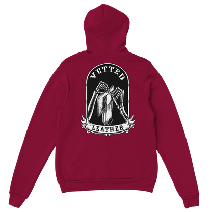 Vetted Leather Hoodie (Black filled back art) Gildan