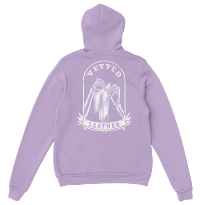 Vetted Leather Hoodie (open color art on back) Gildan