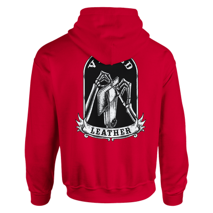 Vetted Leather Hoodie (Black filled back art) Gildan