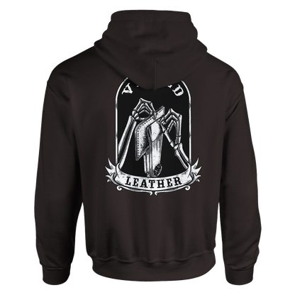 Vetted Leather Hoodie (Black filled back art) Gildan