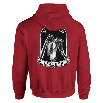 Vetted Leather Hoodie (Black filled back art) Gildan