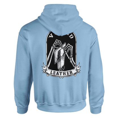 Vetted Leather Hoodie (Black filled back art) Gildan