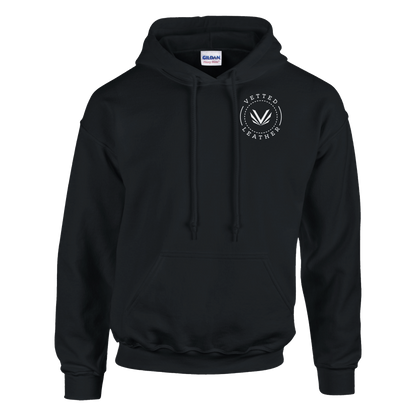 Vetted Leather Hoodie (open color art on back) Gildan