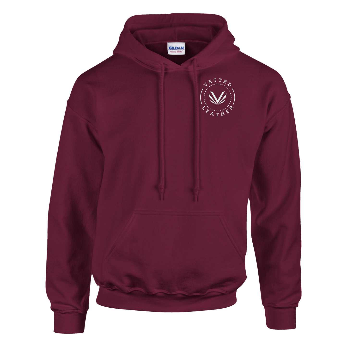 Vetted Leather Hoodie (open color art on back) Gildan