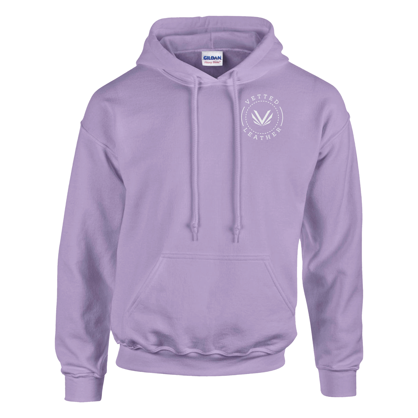 Vetted Leather Hoodie (open color art on back) Gildan