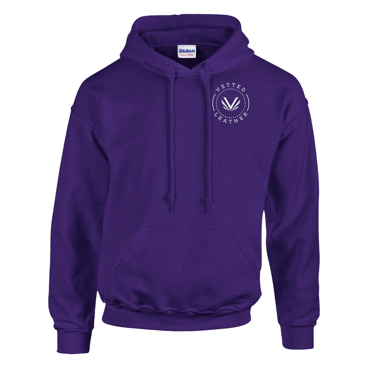 Vetted Leather Hoodie (open color art on back) Gildan