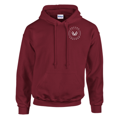Vetted Leather Hoodie (open color art on back) Gildan