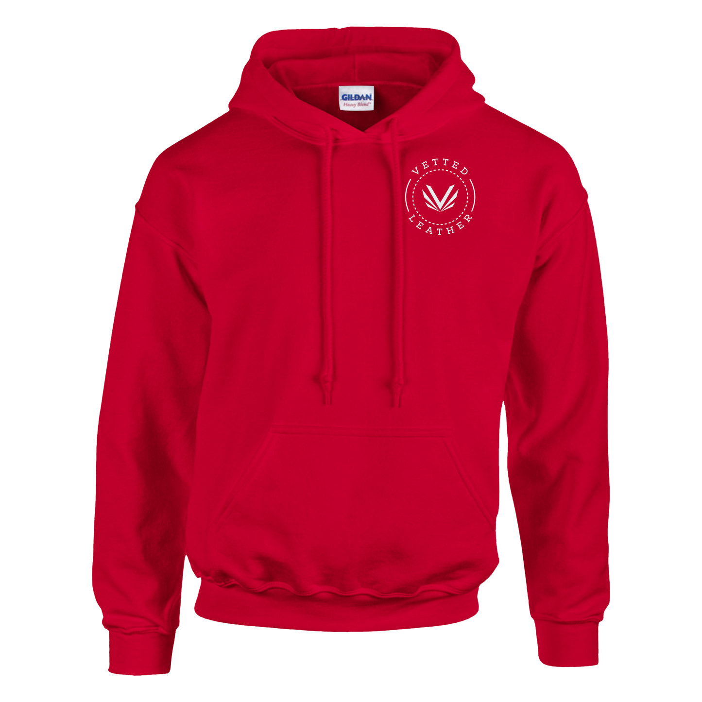 Vetted Leather Hoodie (open color art on back) Gildan