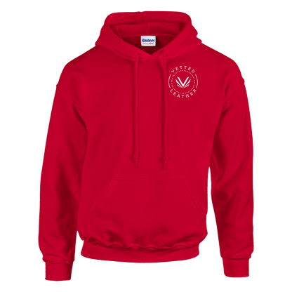 Vetted Leather Hoodie (open color art on back) Gildan