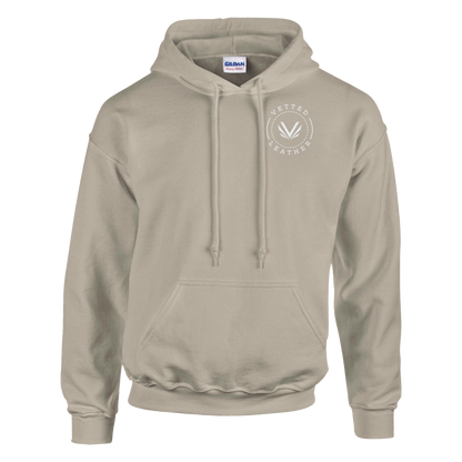 Vetted Leather Hoodie (open color art on back) Gildan
