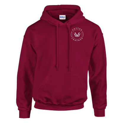 Vetted Leather Hoodie (open color art on back) Gildan