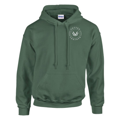 Vetted Leather Hoodie (open color art on back) Gildan