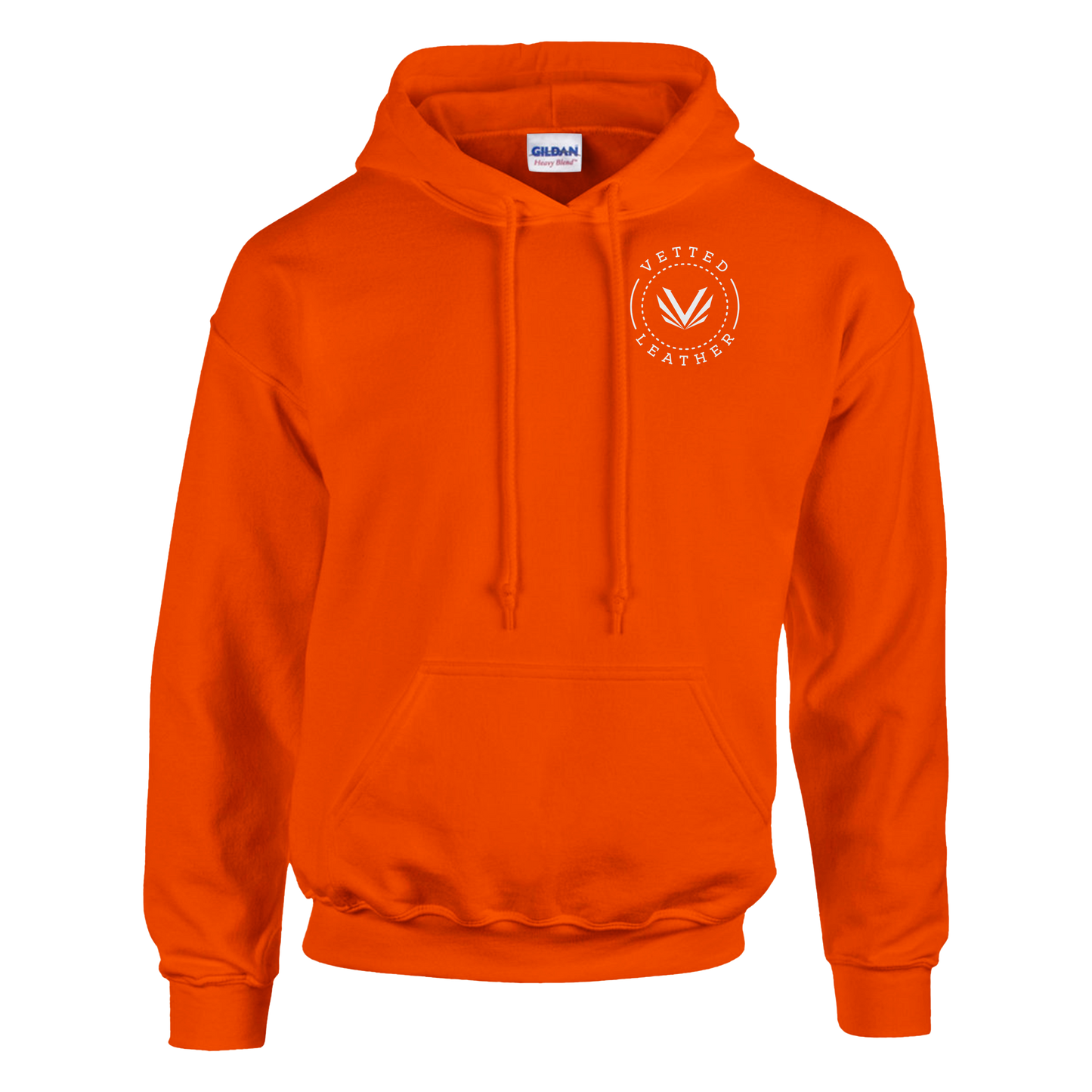 Vetted Leather Hoodie (open color art on back) Gildan