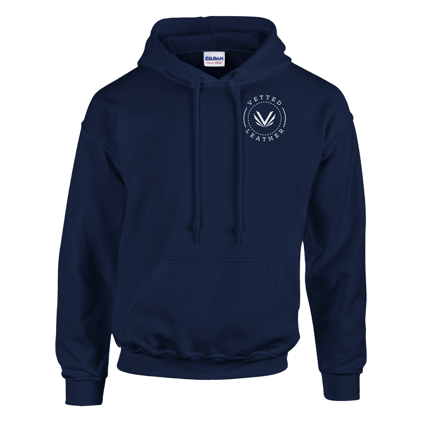Vetted Leather Hoodie (open color art on back) Gildan