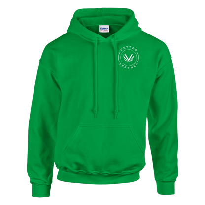 Vetted Leather Hoodie (open color art on back) Gildan