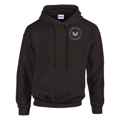 Vetted Leather Hoodie (open color art on back) Gildan