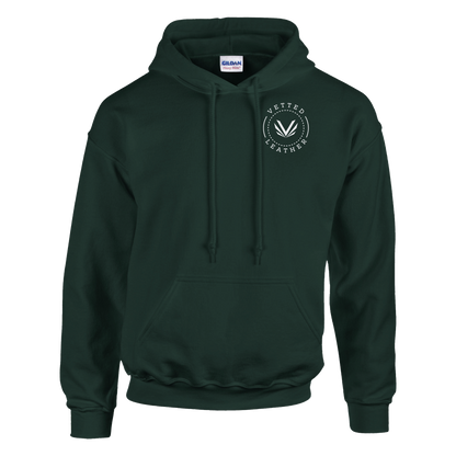 Vetted Leather Hoodie (open color art on back) Gildan
