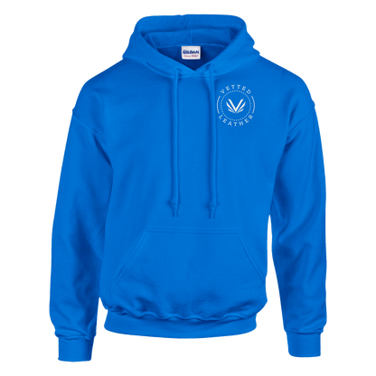 Vetted Leather Hoodie (open color art on back) Gildan
